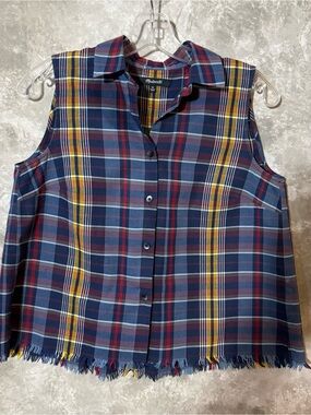Madewell Plaid Button-Up Shirt - Navy, Yellow, Red (love 23)